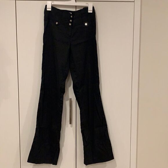 🎉1 hr sale 🎉black linen high waist pants - Picture 1 of 9